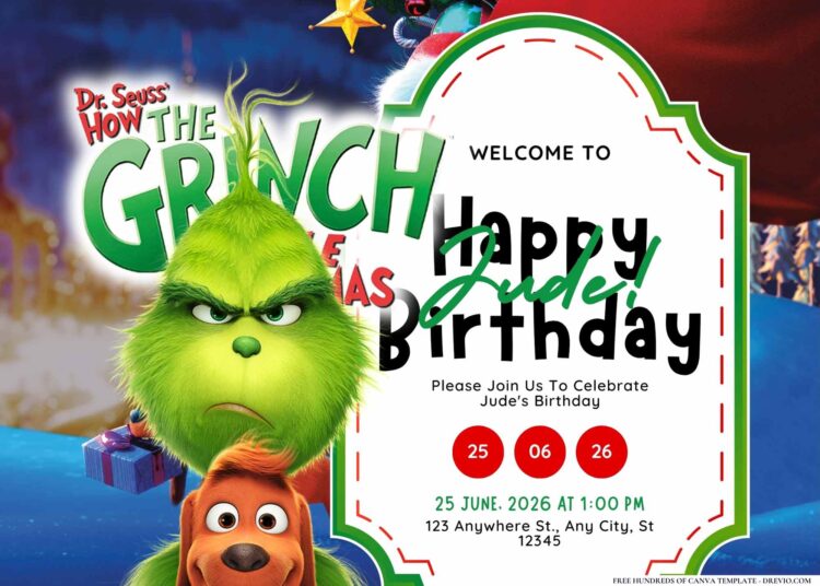 18+ The Grinch Birthday Invitation Templates - Drevio : Free And ...