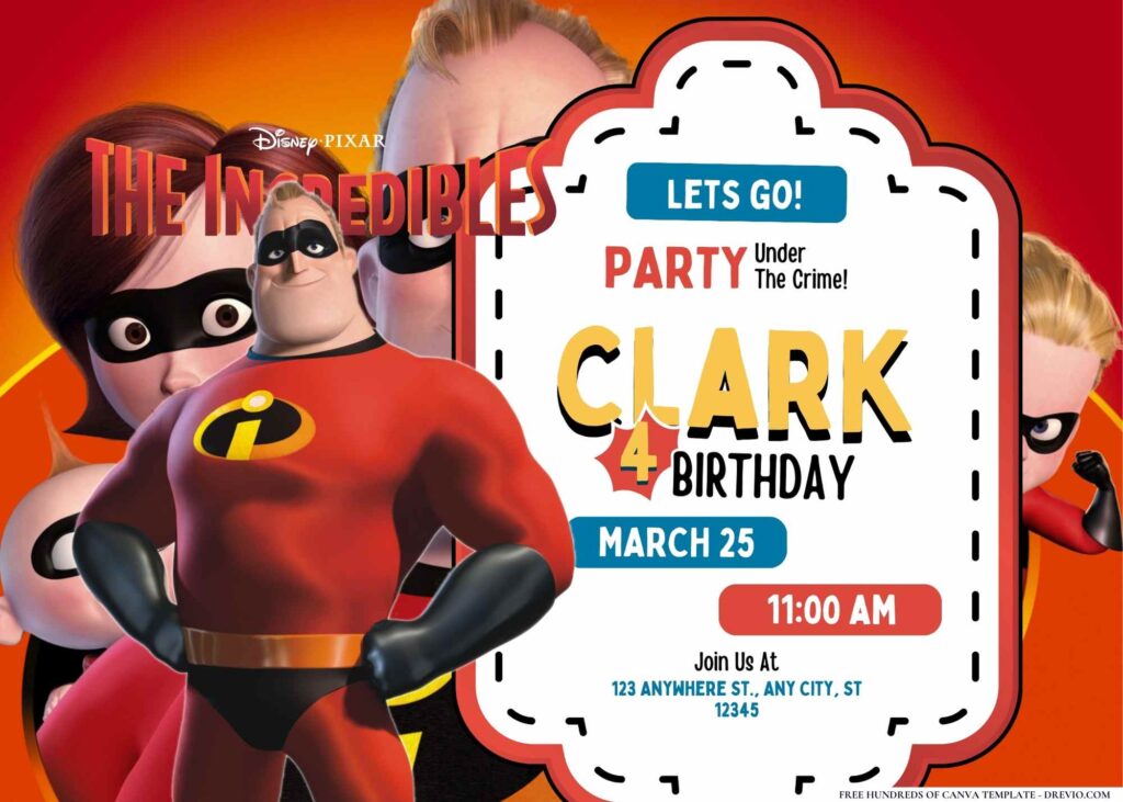 FREE Editable The Incredibles Birthday Invitation 