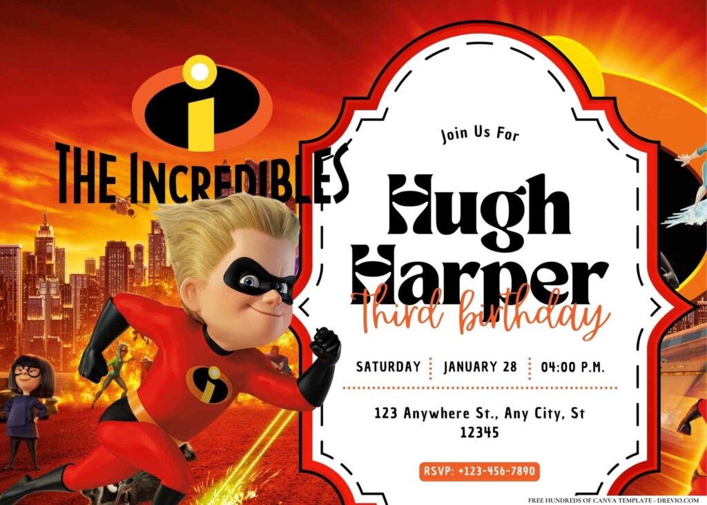 FREE Editable The Incredibles Birthday Invitation