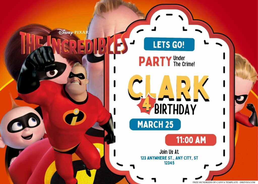 FREE Editable The Incredibles Birthday Invitation 