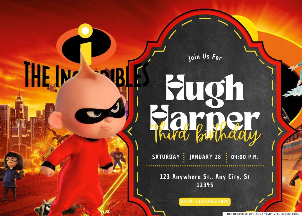 FREE Editable The Incredibles Birthday Invitation