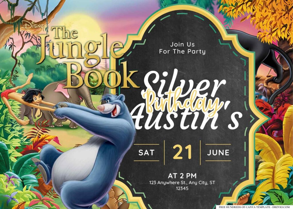 FREE Editable The Jungle Book Birthday Invitation