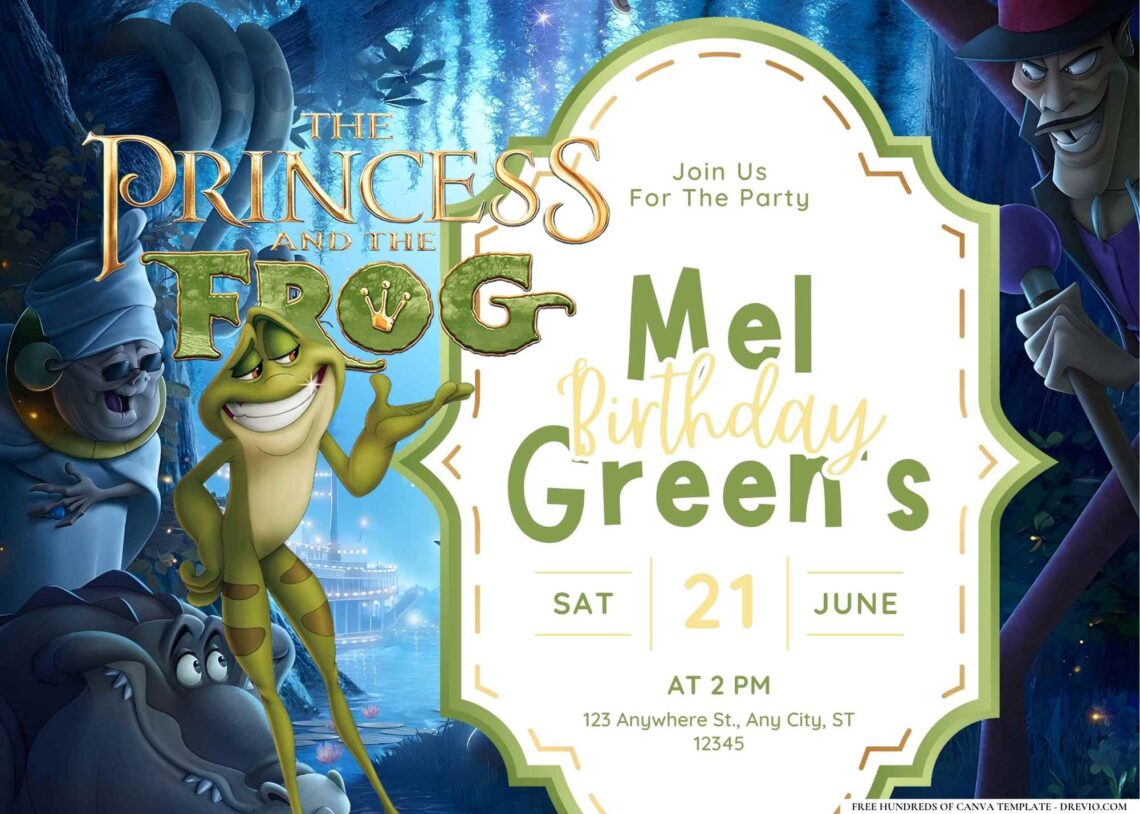 FREEThe Princess and the FrogBirthdayCanvaTemplates (13) Download