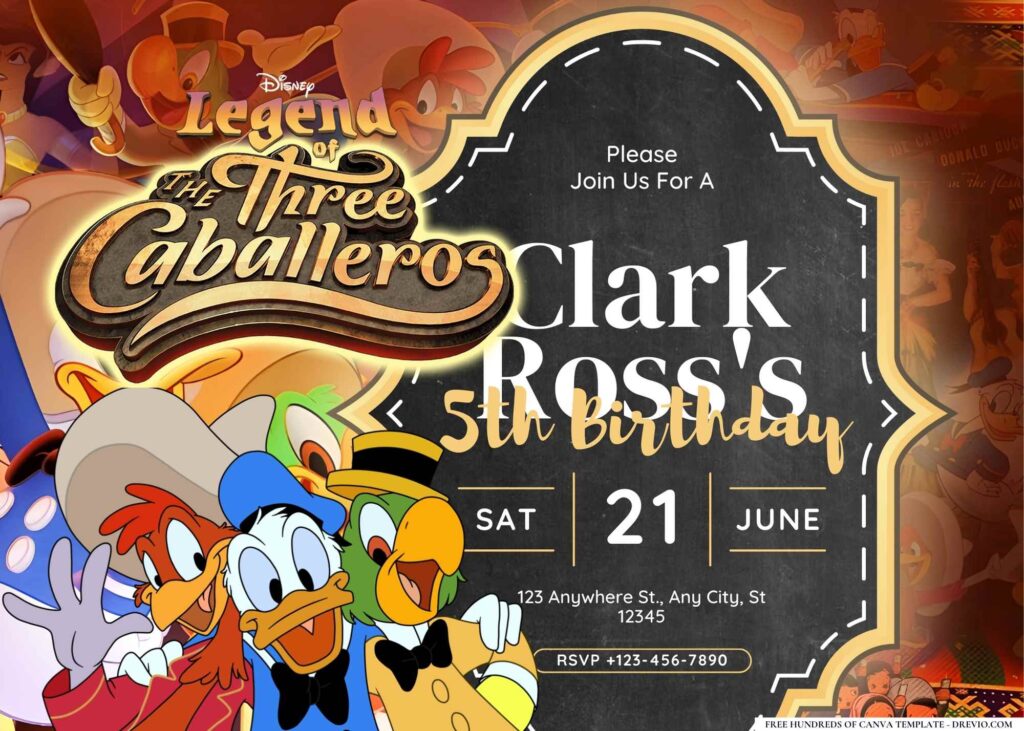 FREE Editable The Three Caballeros Birthday Invitation