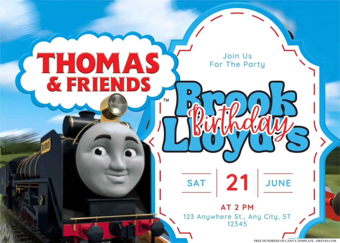 FREE Editable Thomas the Tank Engine Birthday Invitation