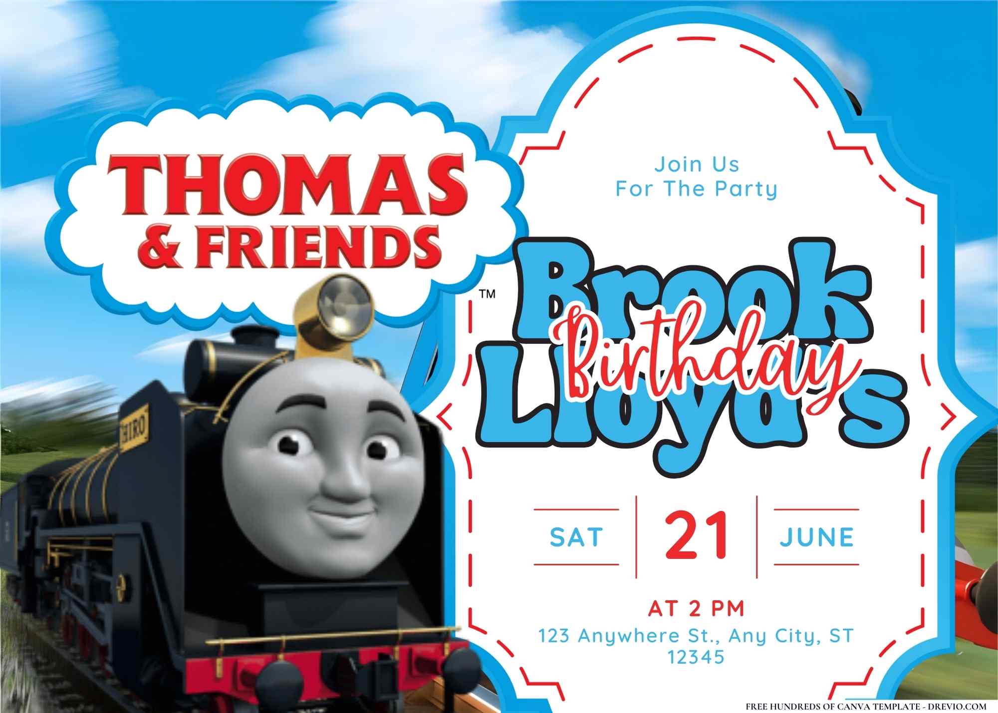 FREE-Thomas The Tank Engine-Birthday-Canva-Templates (5) | Download ...