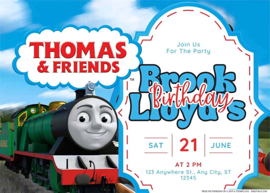 FREE Editable Thomas the Tank Engine Birthday Invitation