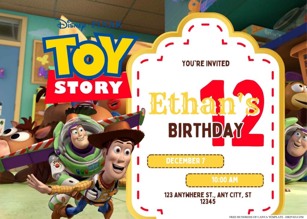 FREE Editabe Toy Story Woody Birthday Invitation