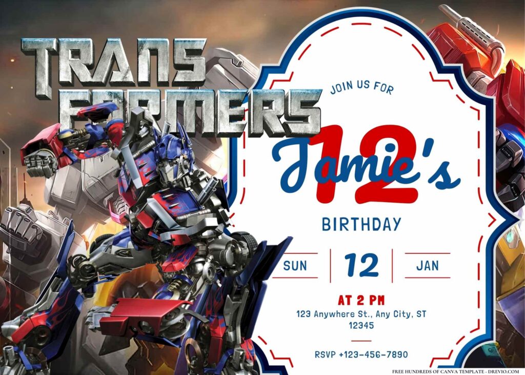 FREE Editable Transformers Birthday Invitation