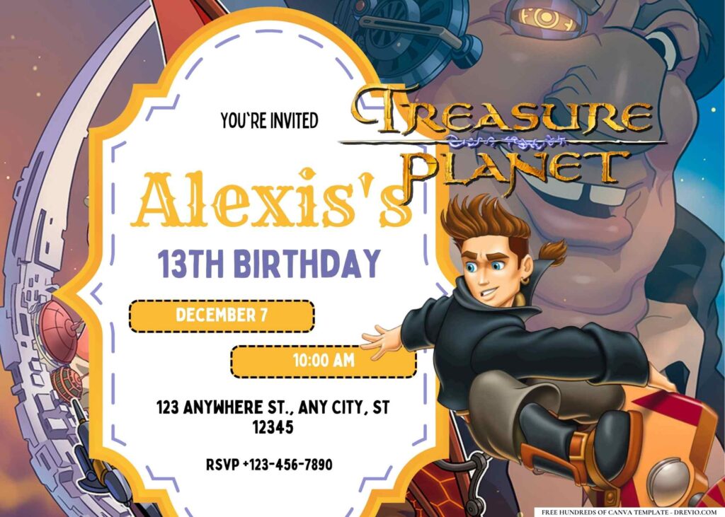 FREE Editable Treasure Planet Birthday Invitation