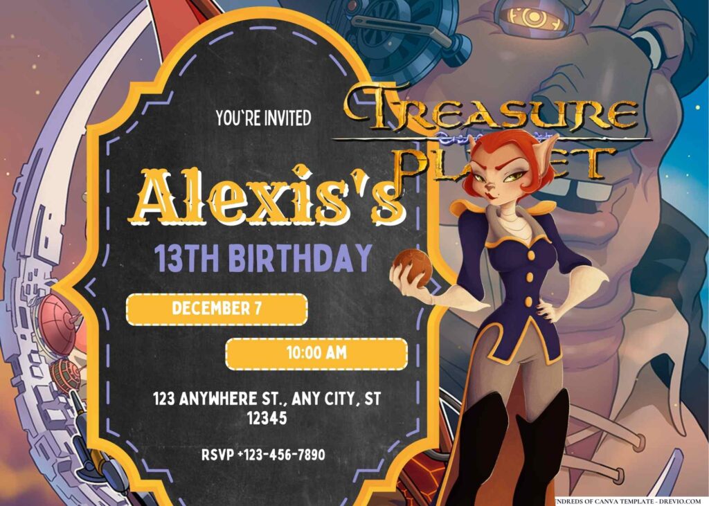 FREE Editable Treasure Planet Birthday Invitation