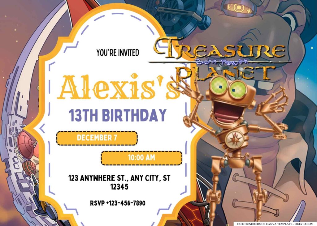 FREE Editable Treasure Planet Birthday Invitation