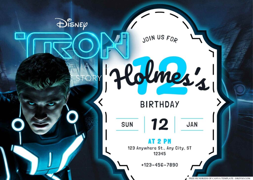 FREE Editable Tron Legacy Birthday Invitation