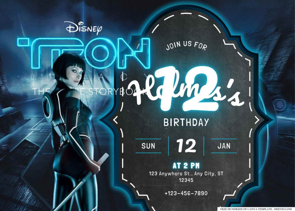 FREE Editable Tron Legacy Birthday Invitation