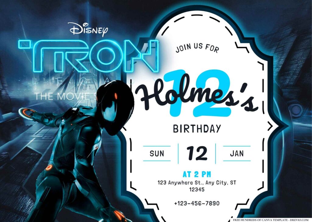 FREE Editable Tron Legacy Birthday Invitation