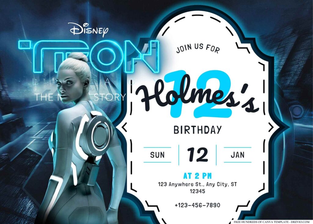 FREE Editable Tron Legacy Birthday Invitation