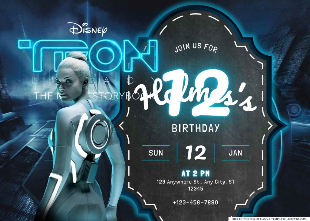 FREE Editable Tron Legacy Birthday Invitation