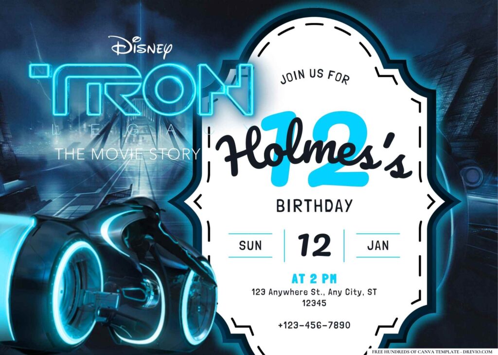 FREE Editable Tron Legacy Birthday Invitation