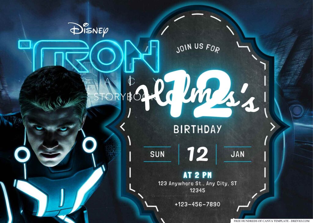 FREE Editable Tron Legacy Birthday Invitation