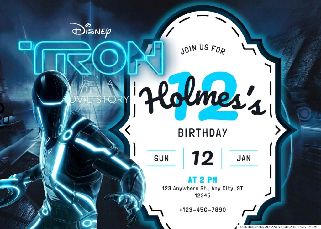 FREE Editable Tron Legacy Birthday Invitation