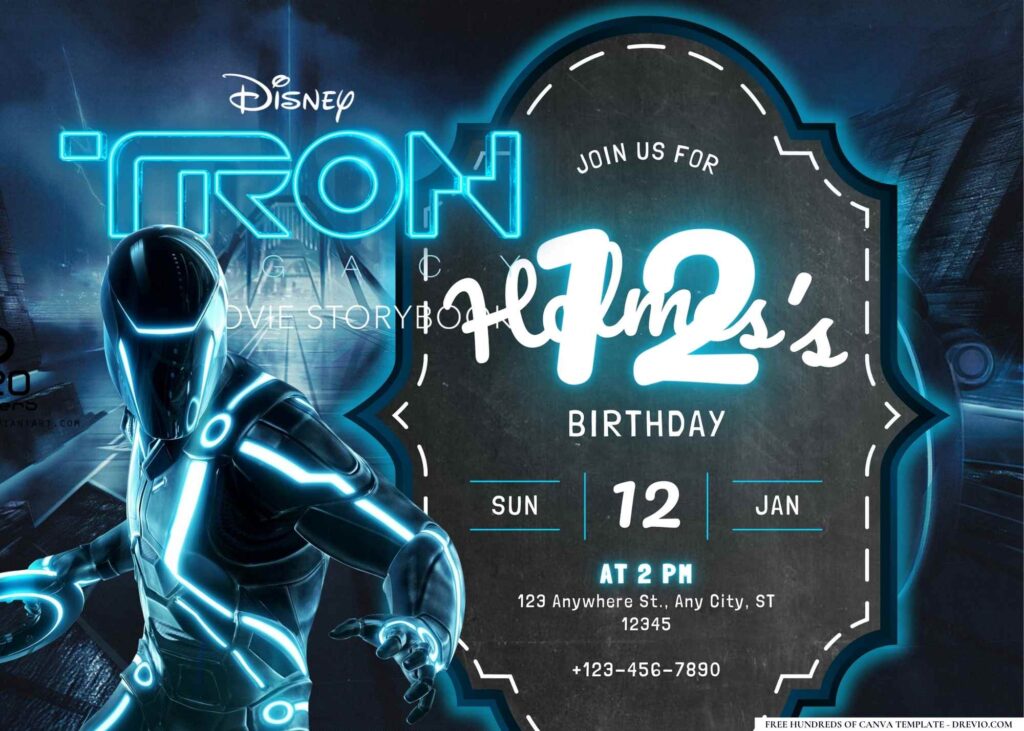 FREE Editable Tron Legacy Birthday Invitation