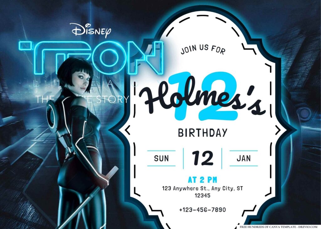 FREE Editable Tron Legacy Birthday Invitation