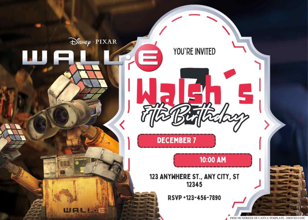 FREE Editable WALL-E Birthday Invitation