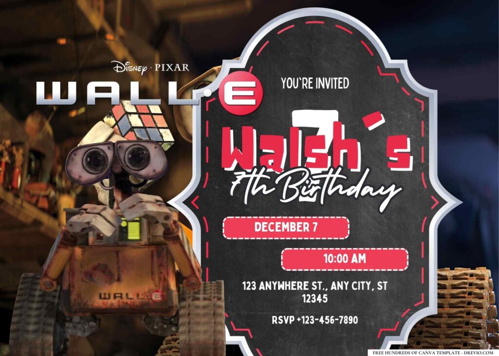 Invitation Template of 22+ WALL-E Birthday Invitation Templates 7