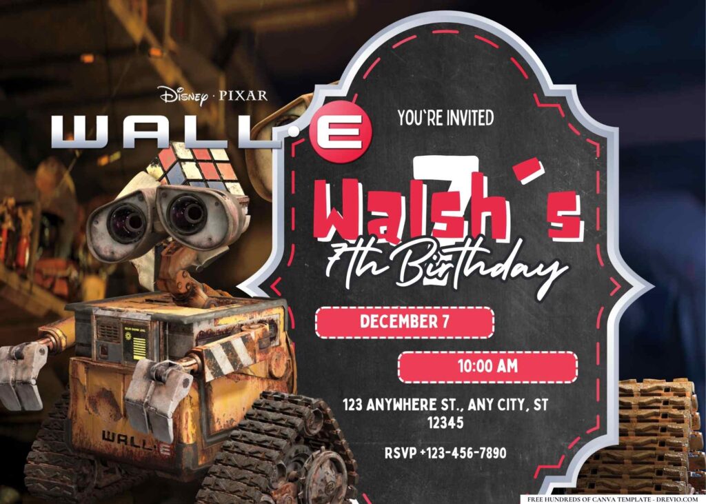 FREE Editable WALL-E Birthday Invitation