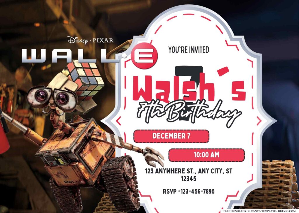 FREE Editable WALL-E Birthday Invitation