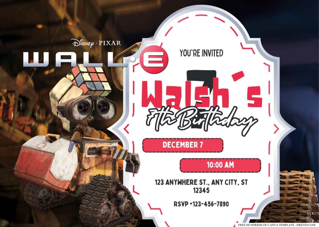 FREE Editable WALL-E Birthday Invitation