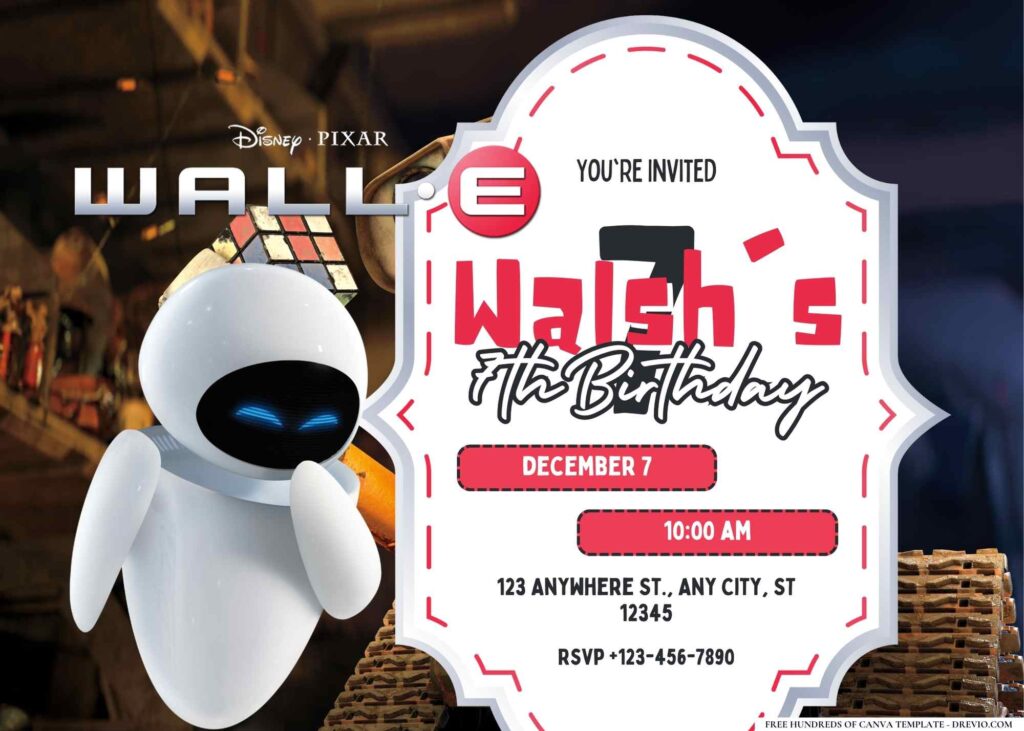 FREE Editable WALL-E Birthday Invitation