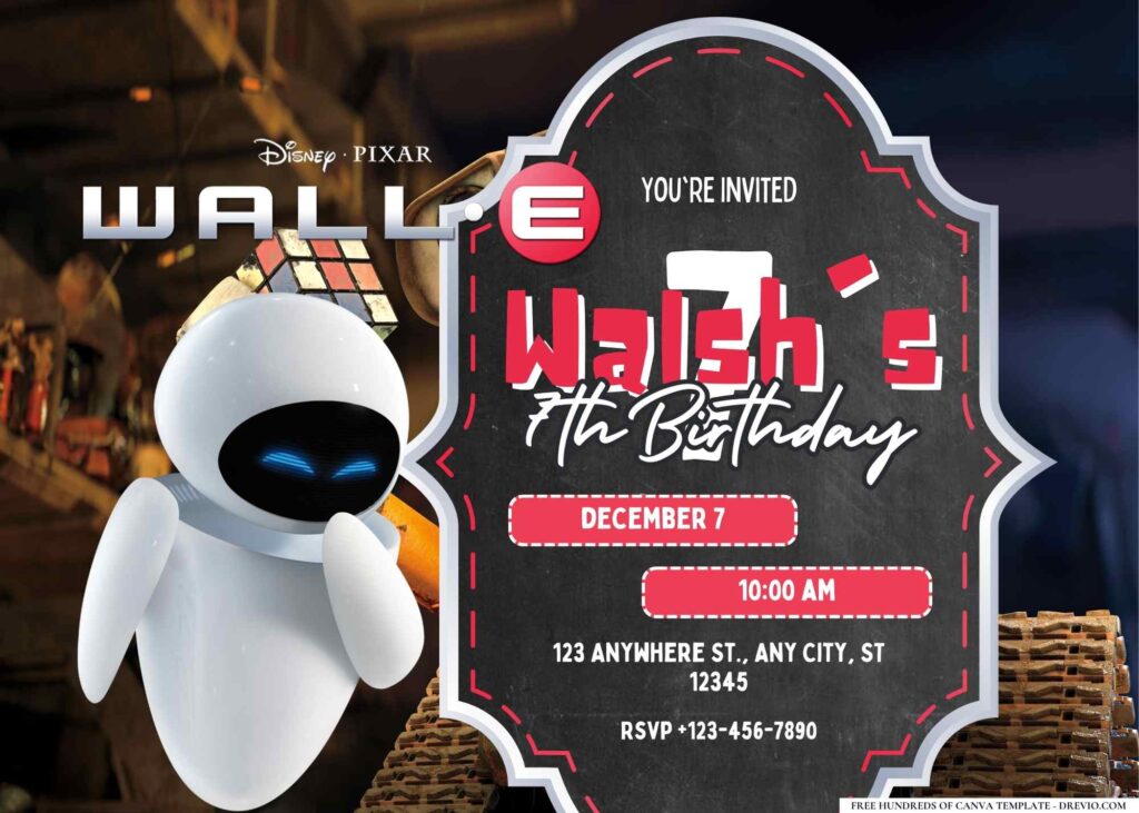 FREE Editable WALL-E Birthday Invitation