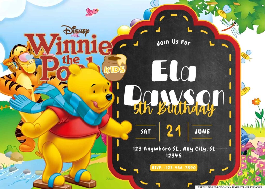 FREE Editable Winnie the Pooh Birthday Invitation