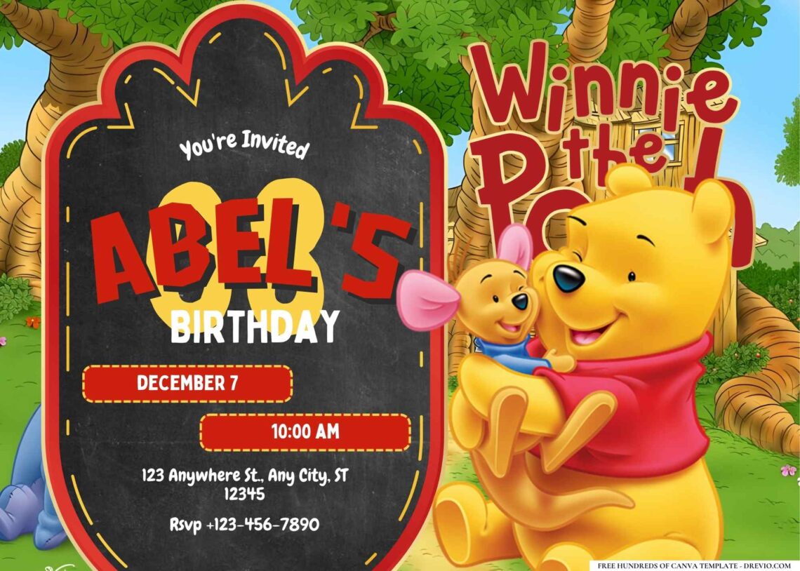 Winnie the Pooh Birthday Invitation