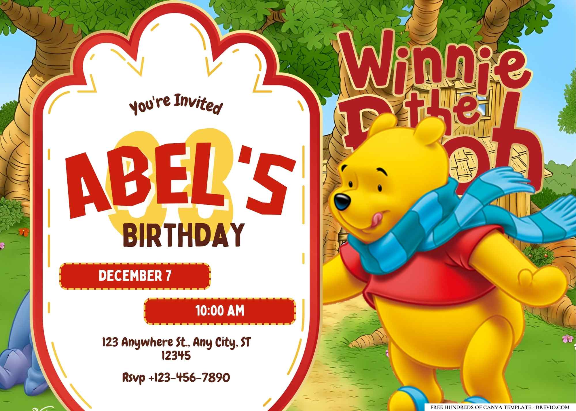 FREE-Winnie The Pooh-Birthday-Canva-Templates (5) | Download Hundreds ...