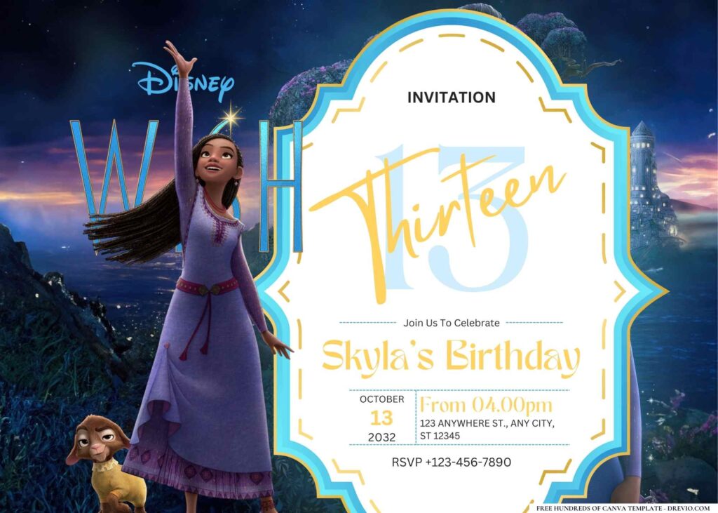 FREE Editable Disney Wish Birthday Invitation