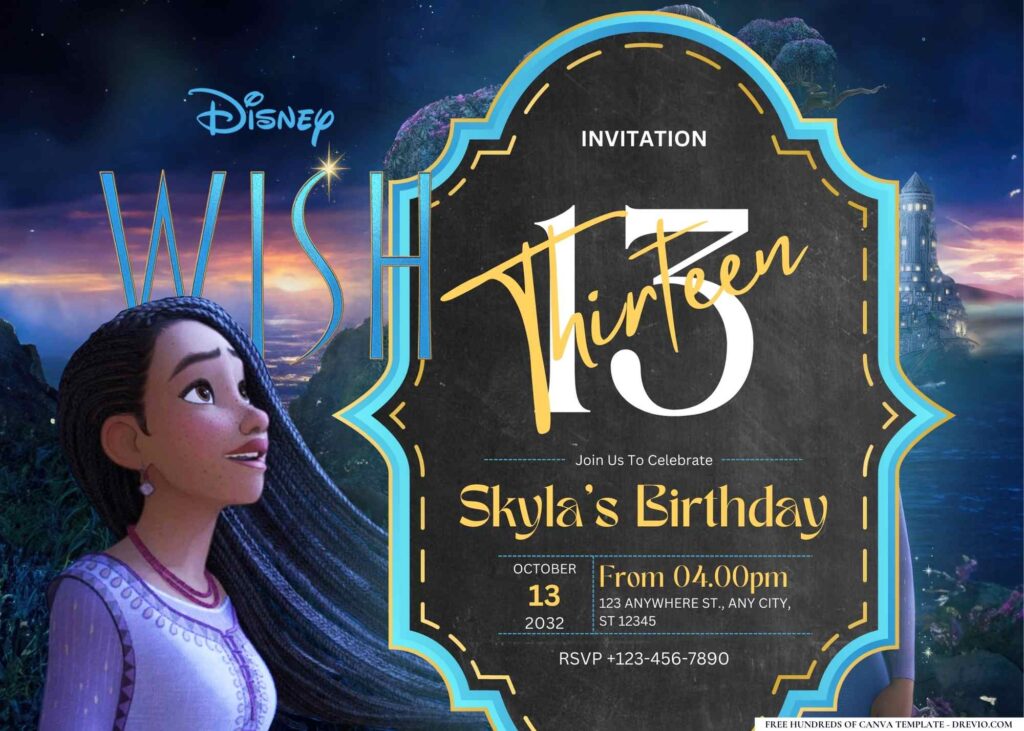 FREE Editable Disney Wish Birthday Invitation