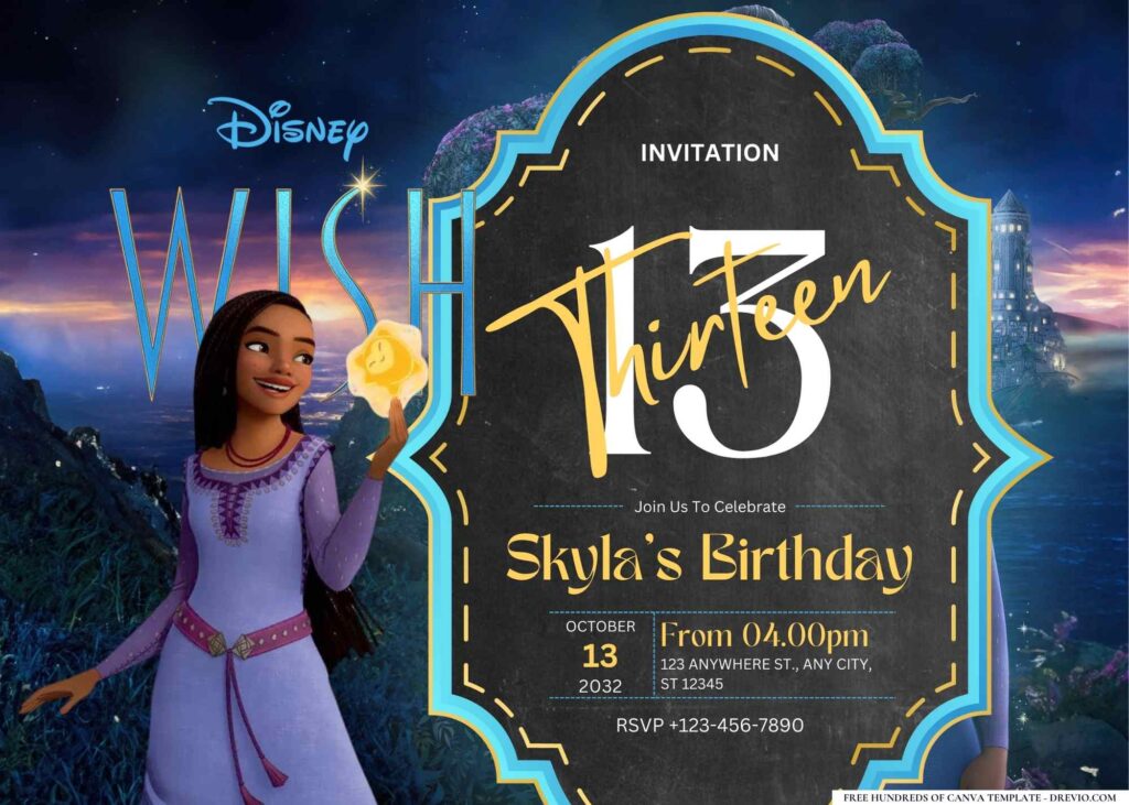 FREE Editable Disney Wish Birthday Invitation