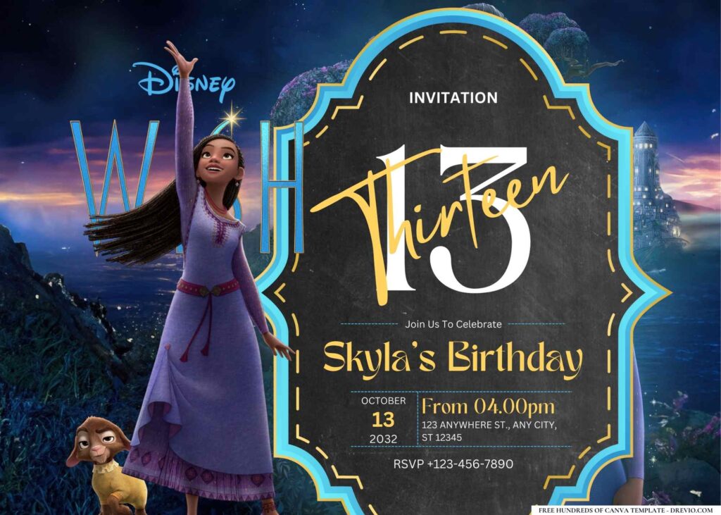 FREE Editable Disney Wish Birthday Invitation