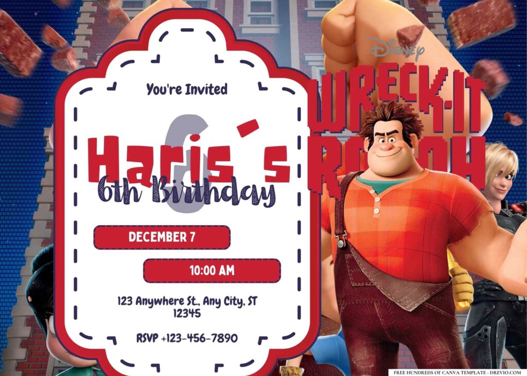 FREE Editable Wreck-It Ralph Birthday Invitation