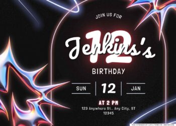 FREE Editable Glow in the Dark Party Birthday Invitation