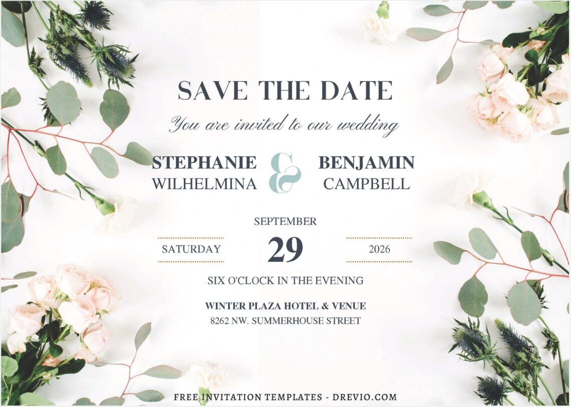 (Free Editable PDF) Bold & Carefree Floral Wedding Invitation Templates A