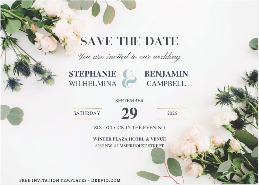 (Free Editable PDF) Bold & Carefree Floral Wedding Invitation Templates B