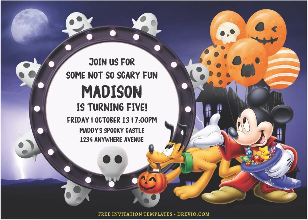 (Free Editable PDF) Hallo-weenie! Mickey Mouse Birthday Invitation Templates F