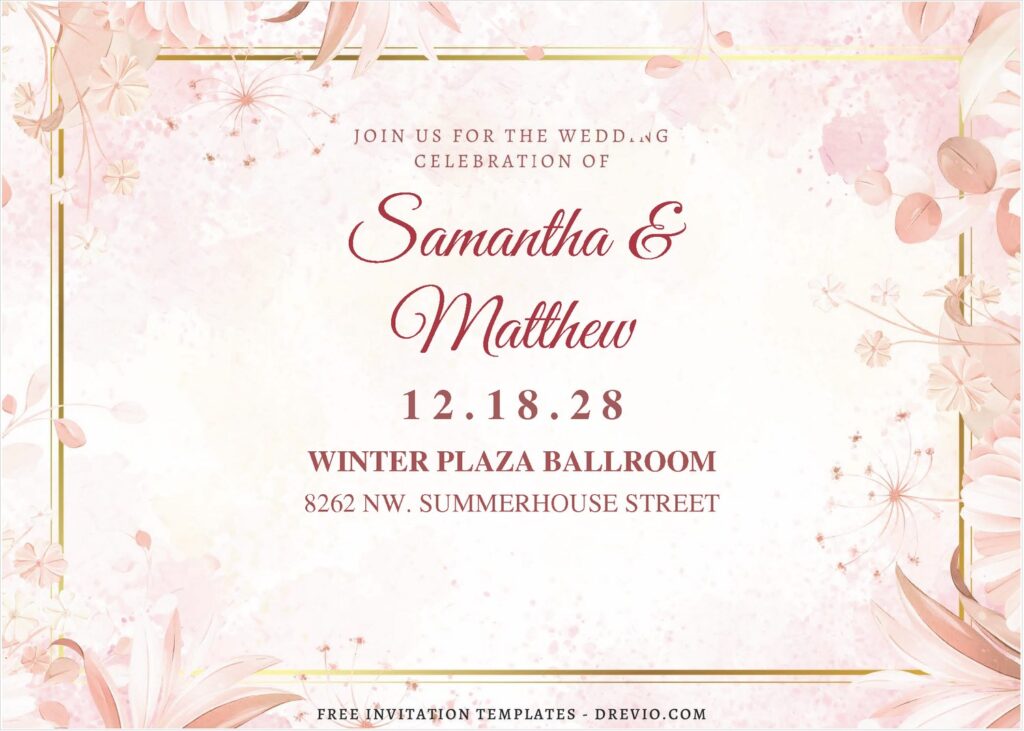 Invitation Template of (Free Editable PDF) Celestial Cherry Blossom Wedding Invitation Templates 3