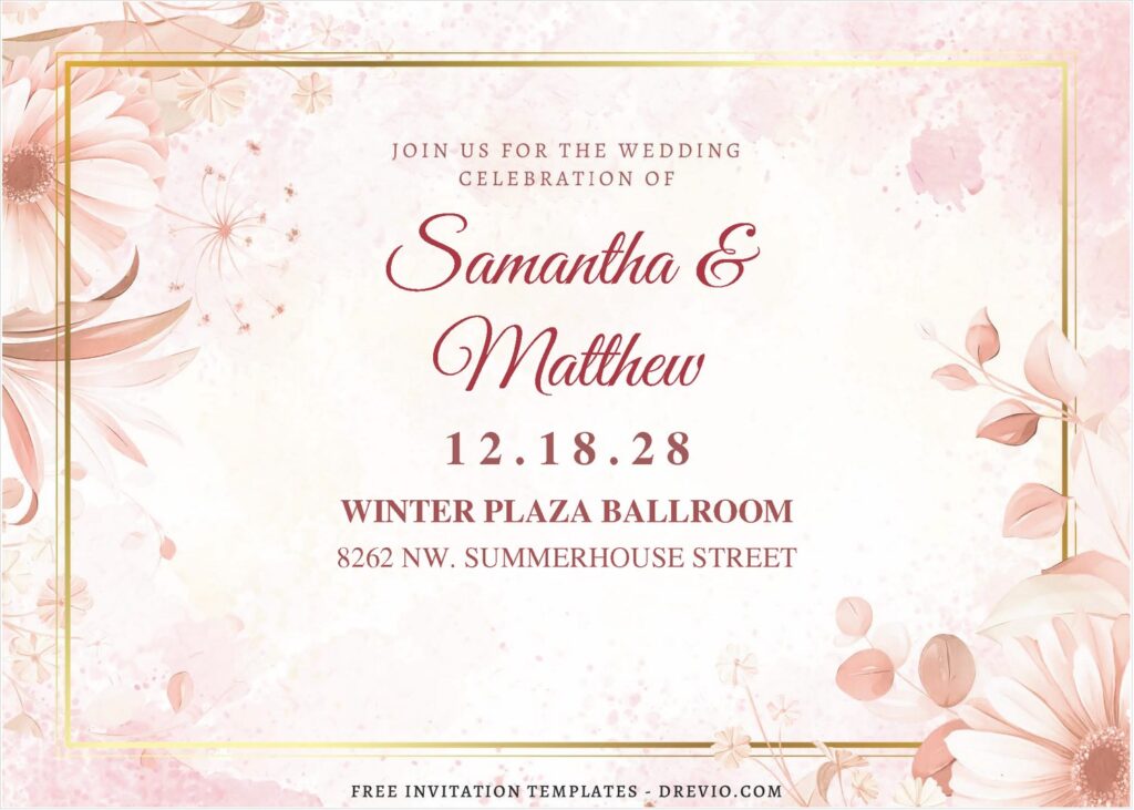 Invitation Template of (Free Editable PDF) Celestial Cherry Blossom Wedding Invitation Templates 2