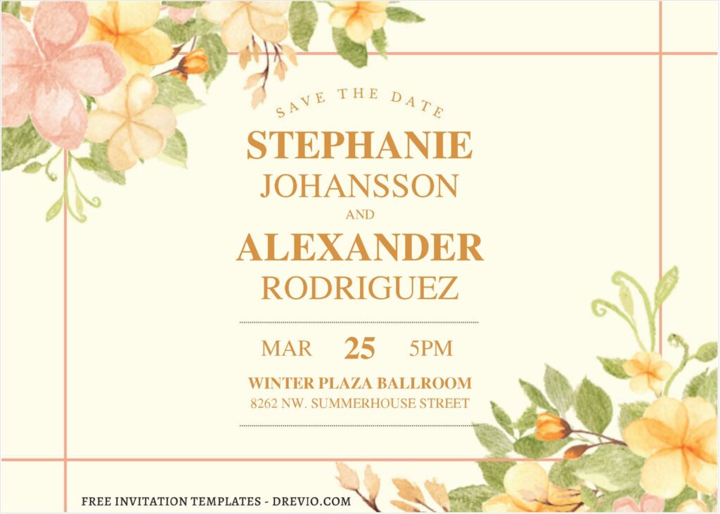 Invitation Template of (Free Editable PDF) Watercolor Daffodils Wedding Invitation Templates 2