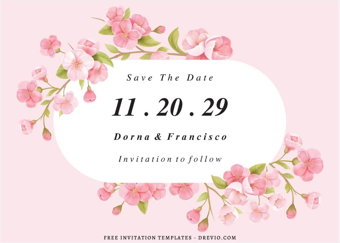 (Free Editable PDF) Springtime Romance Wedding Invitation Templates J