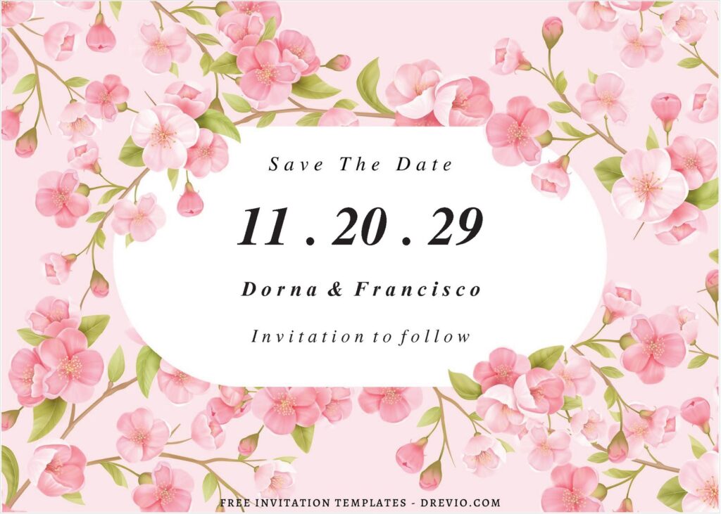 (Free Editable PDF) Springtime Romance Wedding Invitation Templates A